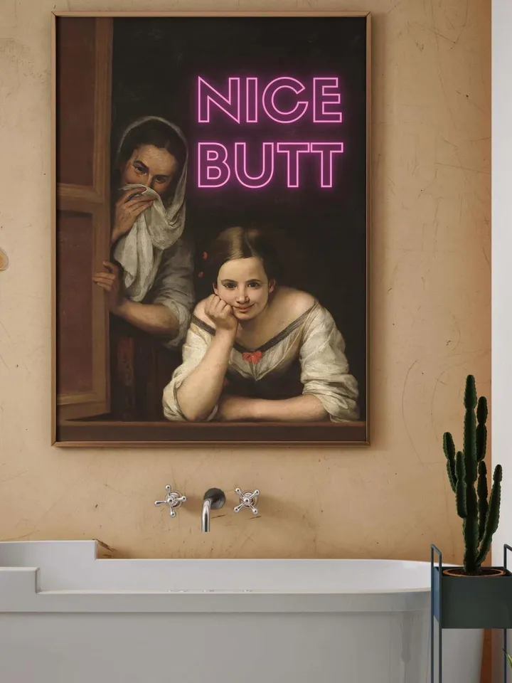 Funny Bathroom Art, Eclectic extra large wall art, Maximalist decor vintage print, Prank Gift, funny bathroom signs, digital bathroom poster