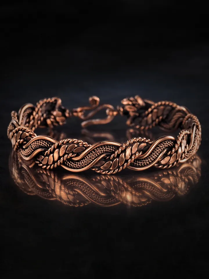 Woven copper wire bracelet Antique style handcrafted copper jewelry Unique gift