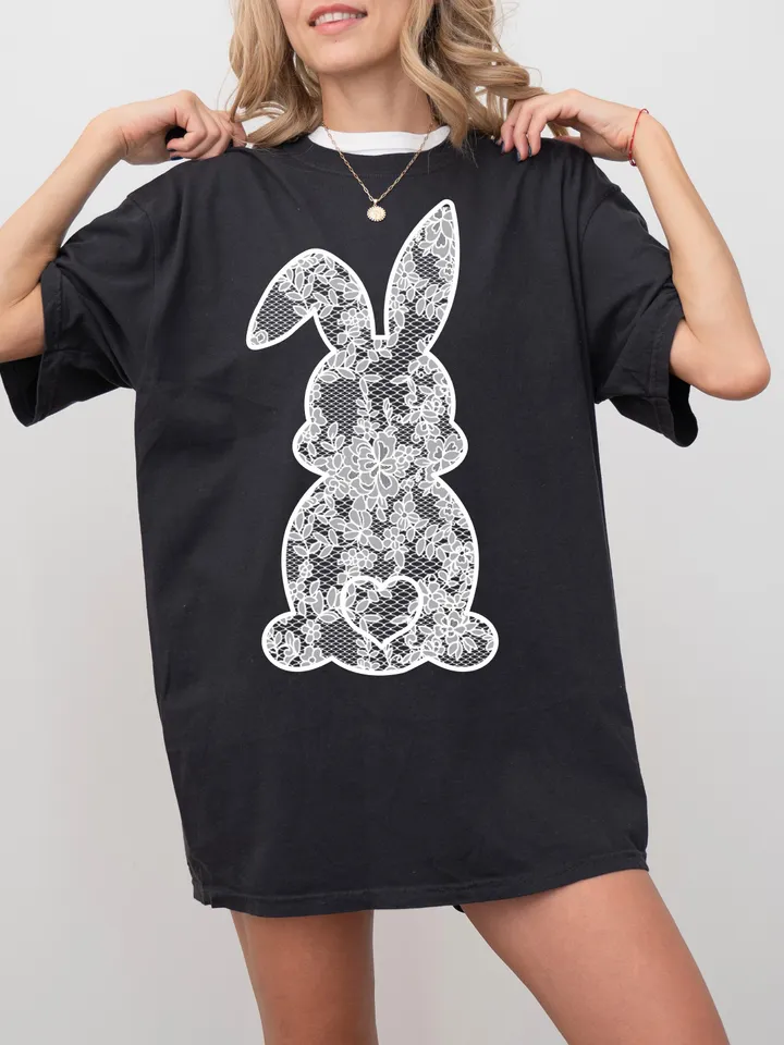 Lace Bunny Easter Png, Easter Png, Floral Bunny Png, Floral Chinoiserie Png, Bunny png, Girly easter png, Spring png, Lace Bunny Png