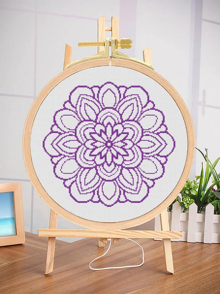 Mandala cross stitch pattern download PDF Flower mandala pattern digital PDF, Monochrome cross stitch sampler, Quick cross stitch chart #M47