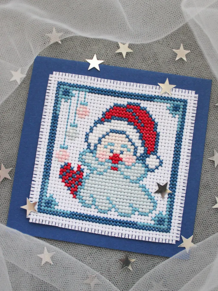 Cross stitch pattern Santa, Christmas card Idea, easy digital chart for beginners