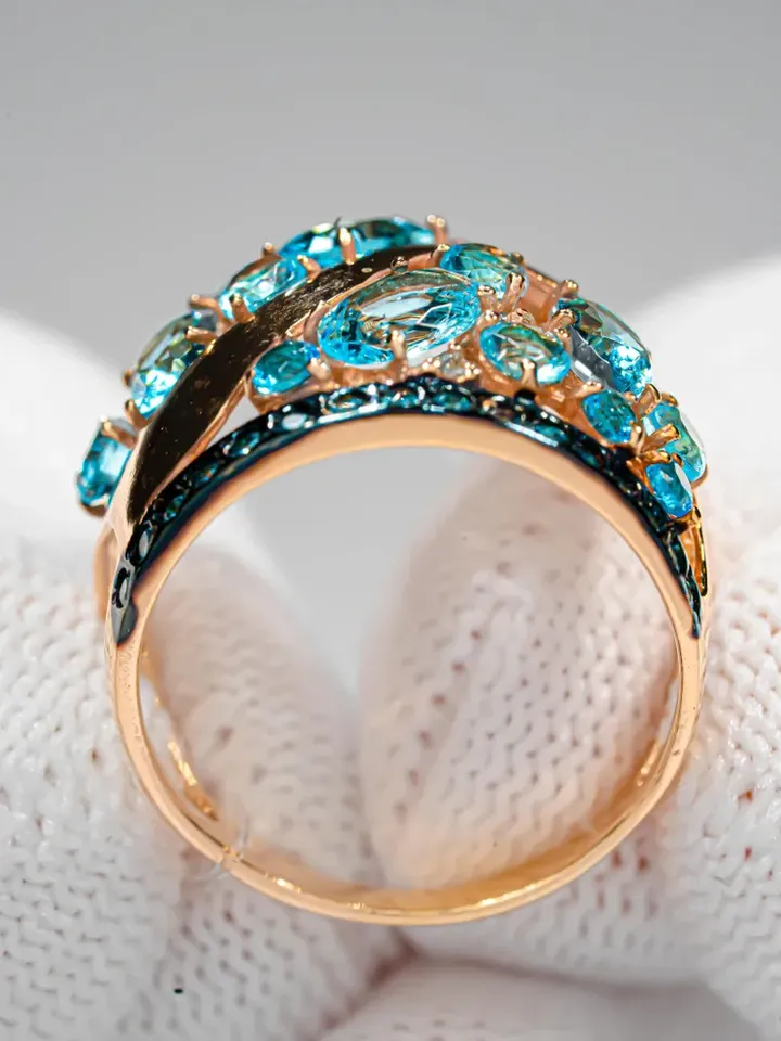 Ring Silver gold plated 925 assay value with topaz