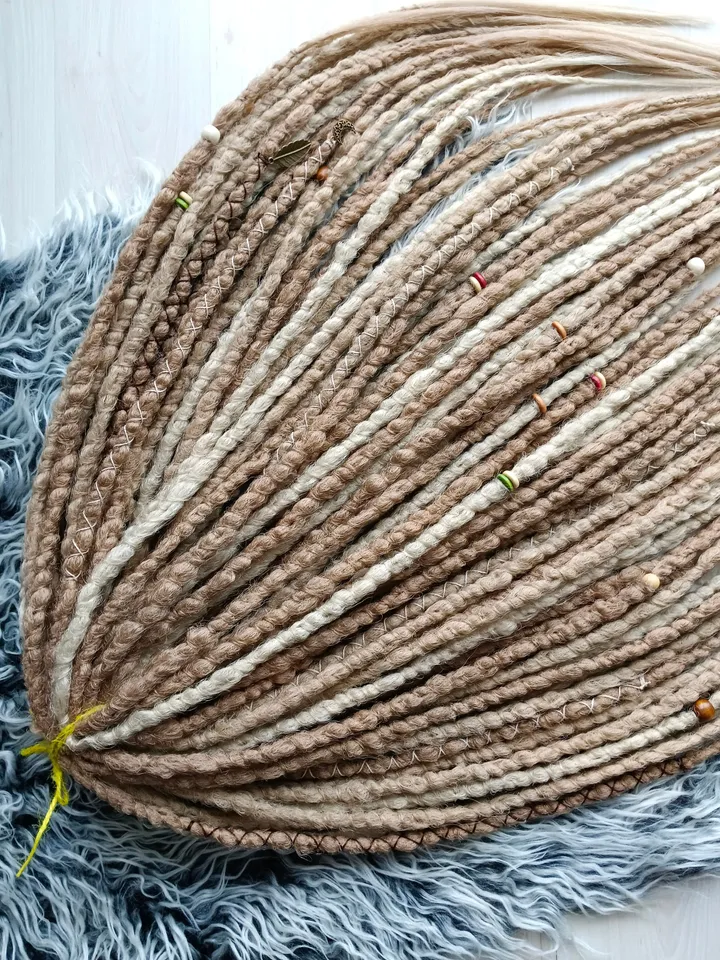 Honey blonde mix Synthetic Dreadlock extensions  Double or Single Ended dreads Natural look boho hairstyle Fake dreads Faux locs