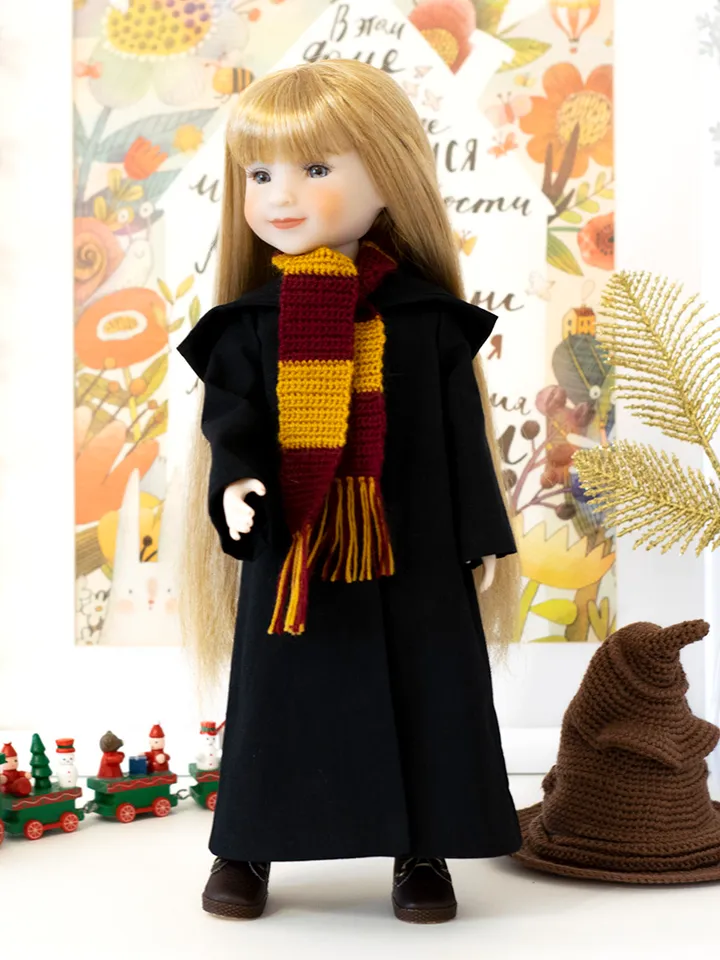 Gryffindor costume for Ruby Red Fashion Friends doll Harry Potter style for Halloween or Christmas, 14"-15" doll clothes