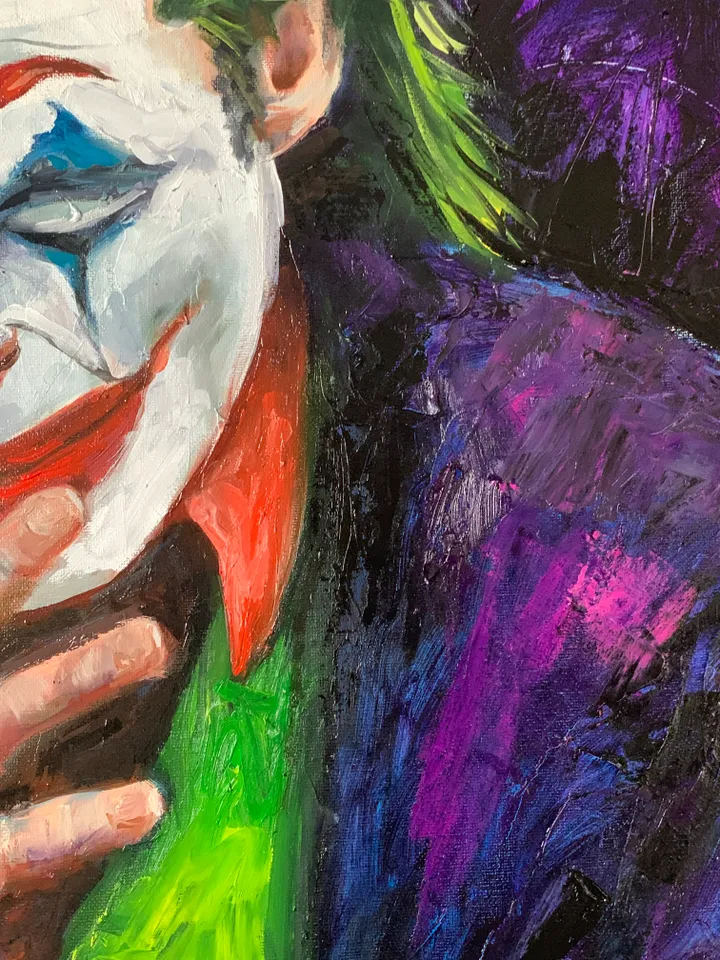 Joker Smoking, Oil painting Expressive Art 24x28 inches,
