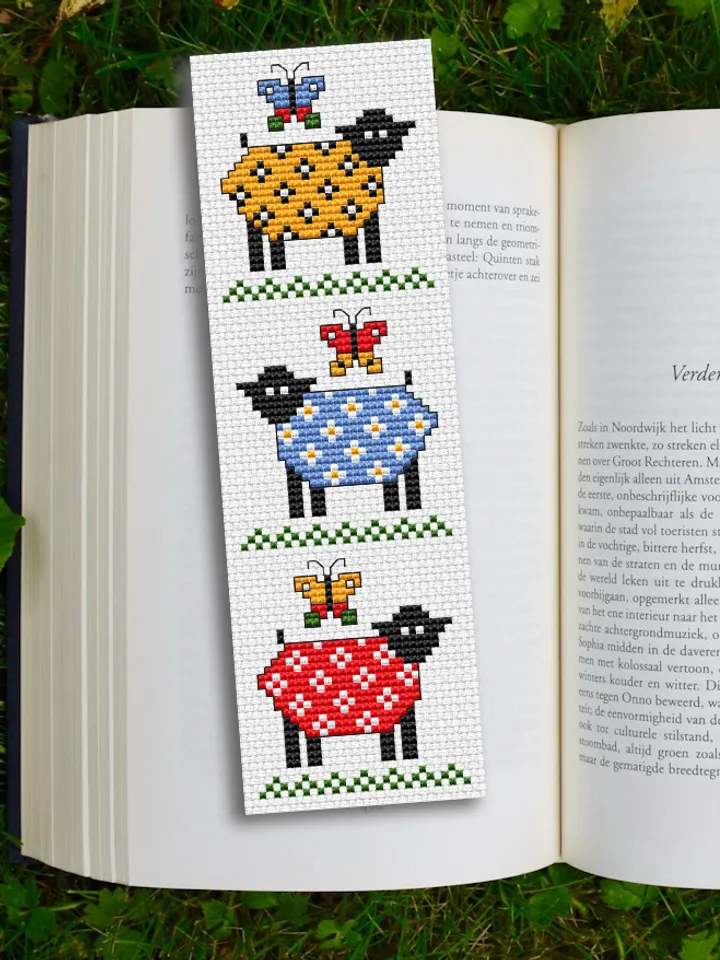 Cross stitch bookmark pattern Sheeps