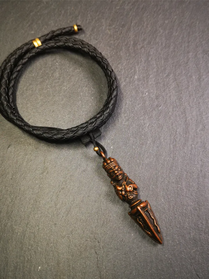 Gandhanra Antique Tibetan Amulet ,Vajrapani Phurba,Kila(Dorje Phurba) , Trantic Buddhism Ritual Implement Pendant,Made of Copper,2.36"