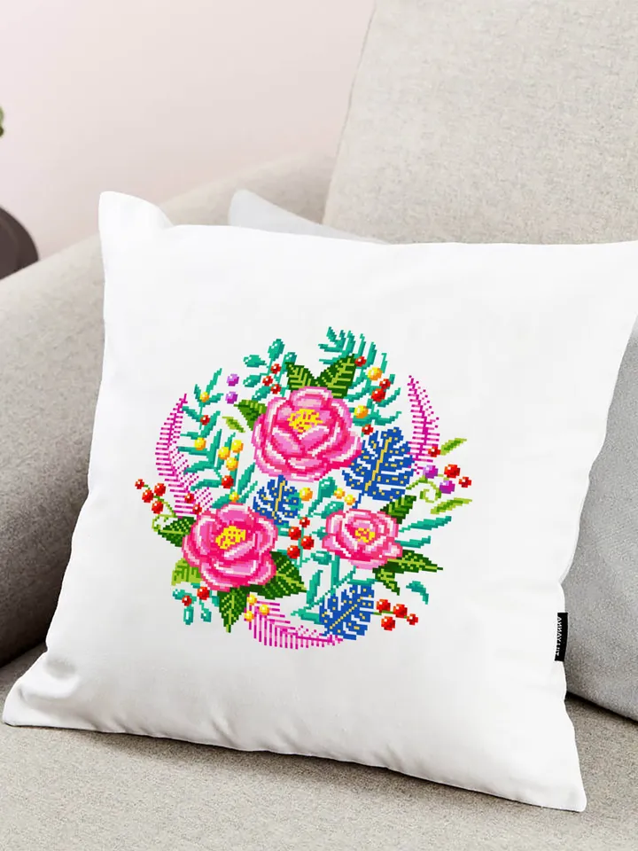 Floral cross stitch pattern PDF download Flowers cross stitch chart, Flower bouquet, Rose flower embroidery PDF, DIY gift plant lover #P29