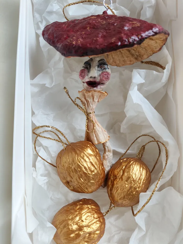 Set of Christmas ornaments.Mushroom.