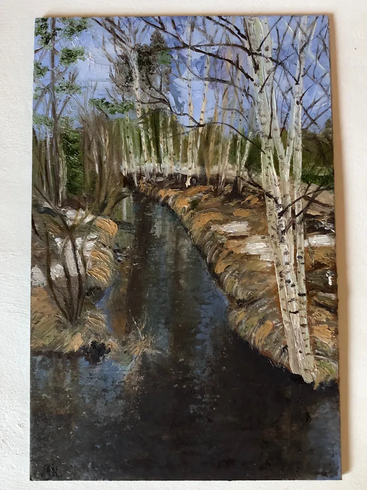 Spring forest landscape original oil painting hand painted modern painting wall art 6x9 inches