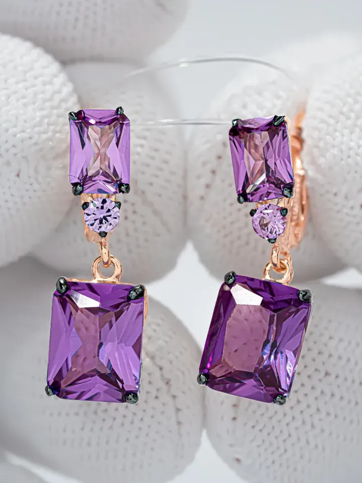 Earrings jewelry Silver gold plated 925 assay value with alexandrite