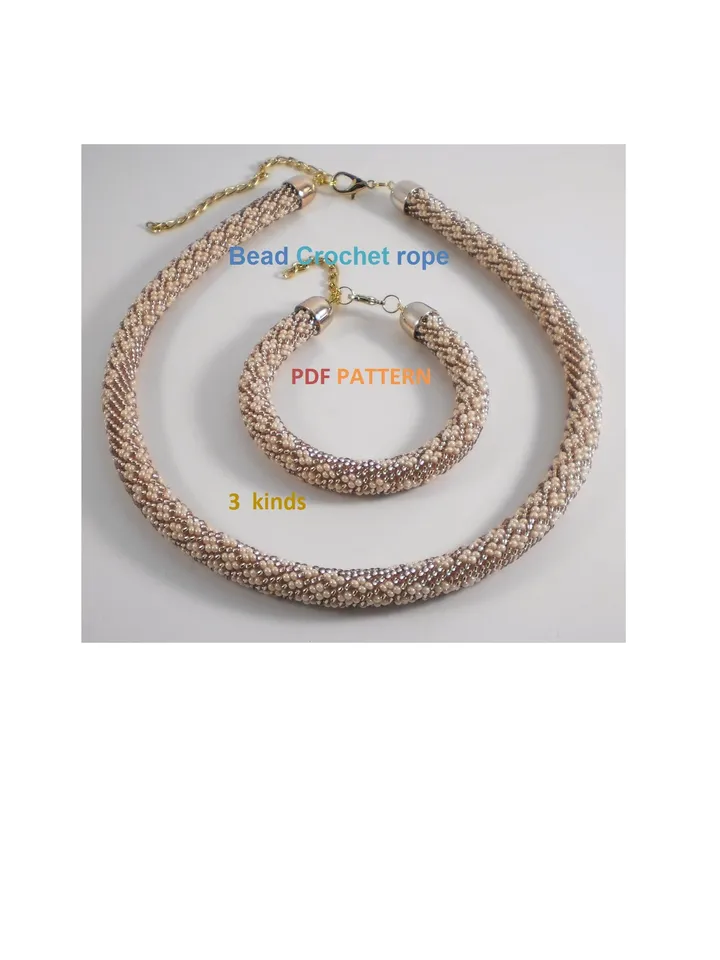 Bead Crochet Rope Necklace Bracelet pattern, pattern seed beads, DIY, bead jewelery, Instant Download, PDF patterns