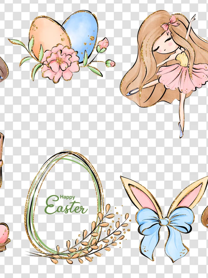 Easter rabbit clipart, Happy Easter clipart, Happy Easter png, Easter rabbit PNG, Easter egg clipart, Happy Easter stickers