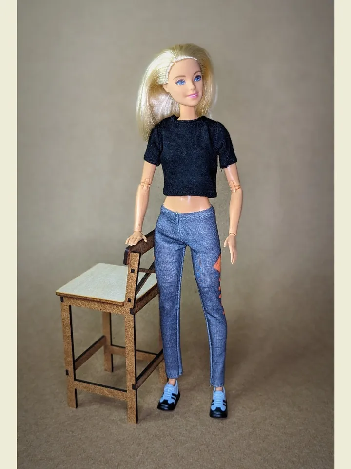 Black T-shirt & Gray leggins for 1/6 scale fashion female dolls