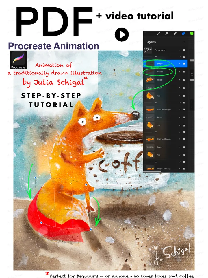 Step-by-step Tutorial for Animating Artwork in Procreate by Julia Schigal