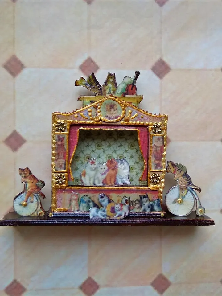 Miniature theater of cats.1:12 scale.