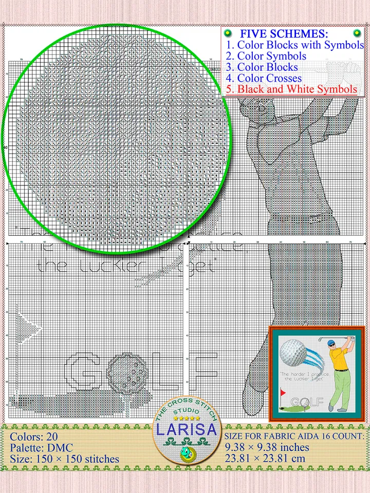 Golf Cross Stitch Pattern | Golfer | Golfing | Golf Player