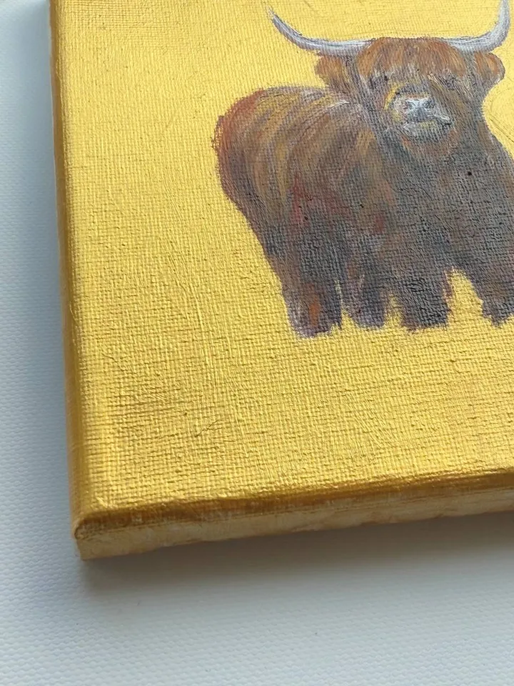 Cow Original Painting On Canvas Farm Art Animal Painting Small Oil Painting Pastoral Art Cottagecore Wall Art Caw Art Farm Decor