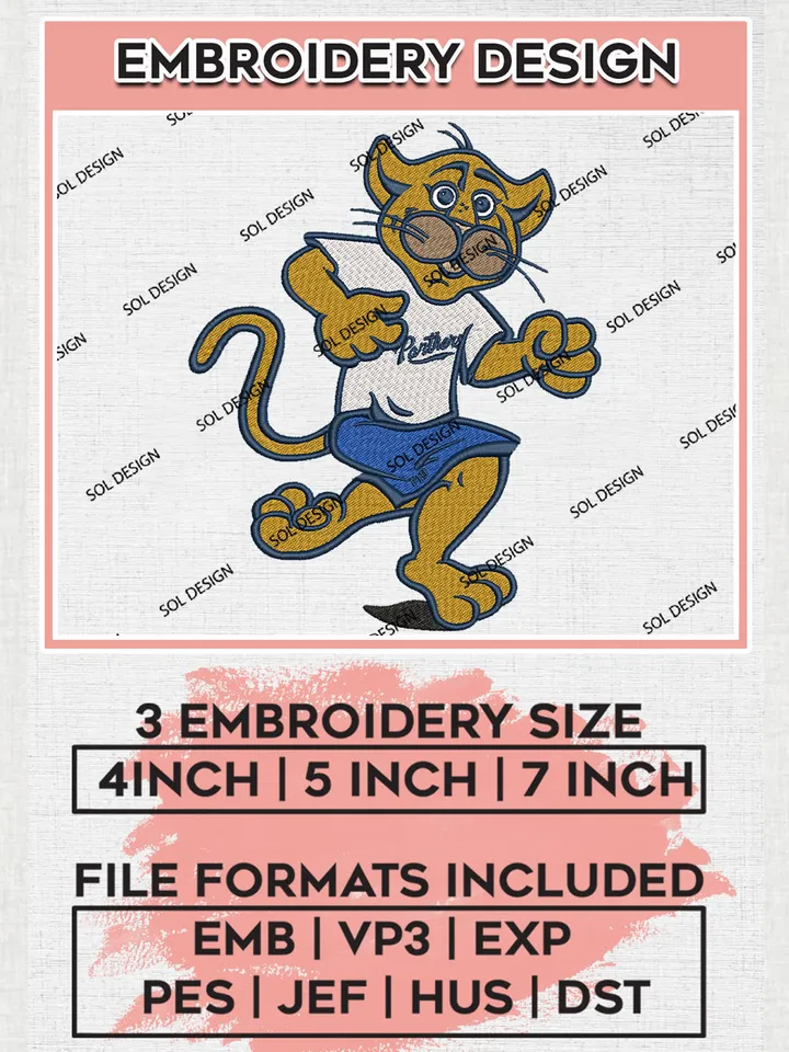 NCAA Florida International Panthers Football Team Mascot Logo Embroidery Design Files, NCAA Florida International Panthers Machine Embroidery, NCAA Teams, Game Day, 3 sizes, NCAA Machine embroidery designs, Digital Download