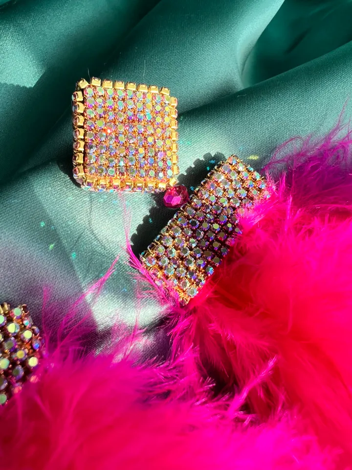 Feather and Crystal Earrings
