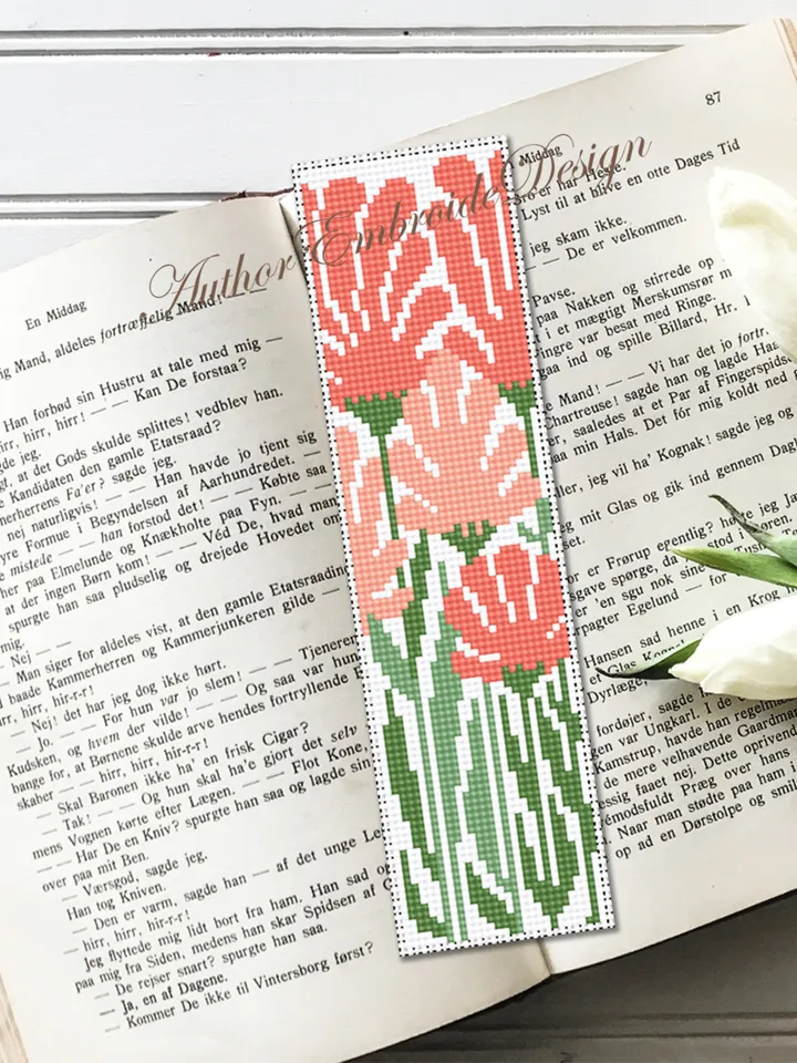 Abstract flowers bookmark cross stitch pattern PDF download Boho flowers cross stitch chart, Modern bookmark pattern digital PDF #B304