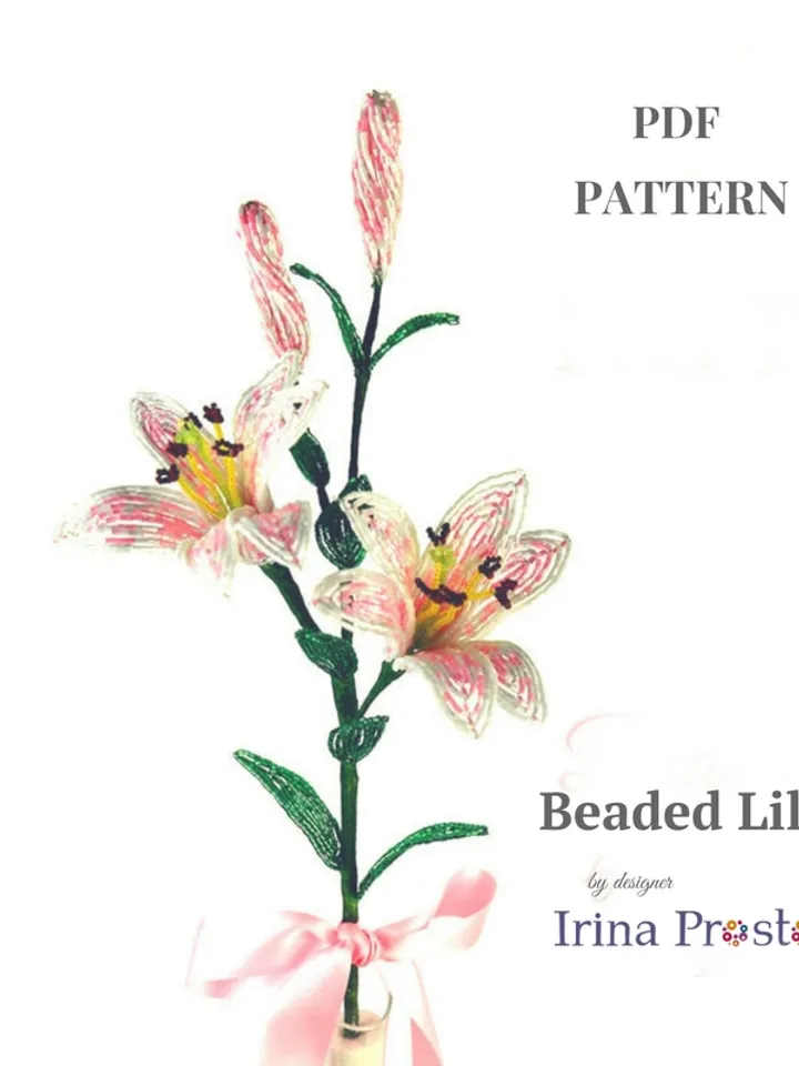 Beaded Rose,  fern and and lilies | French Beaded Flowers pattern | Seed bead patterns | Beading tutorial