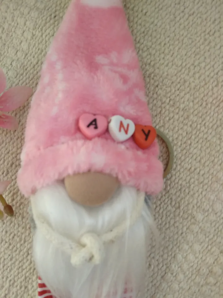 Pink Gnome keychain with your name
