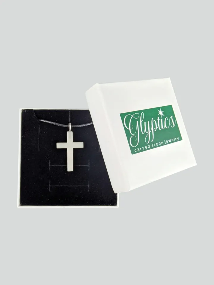 Christian cross made of solid white agate.