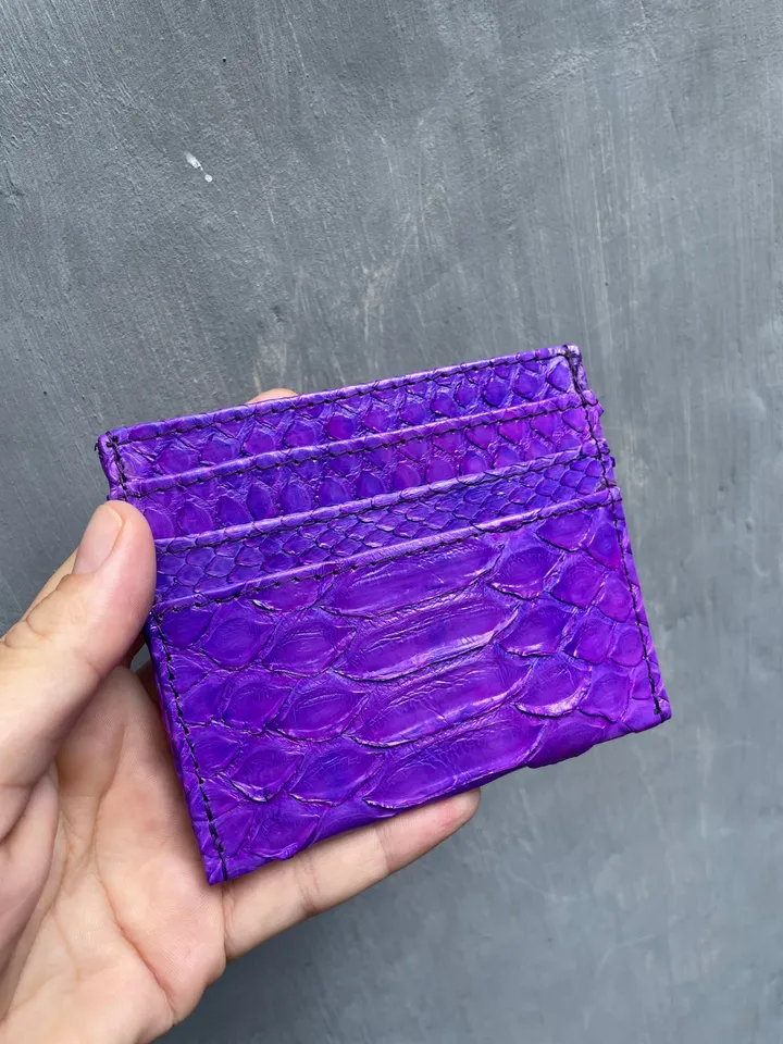 FAST SHIPPING genuine python skin credit cards holder | business cads holder violet snake unisex wallet small | gift idea exotic leather