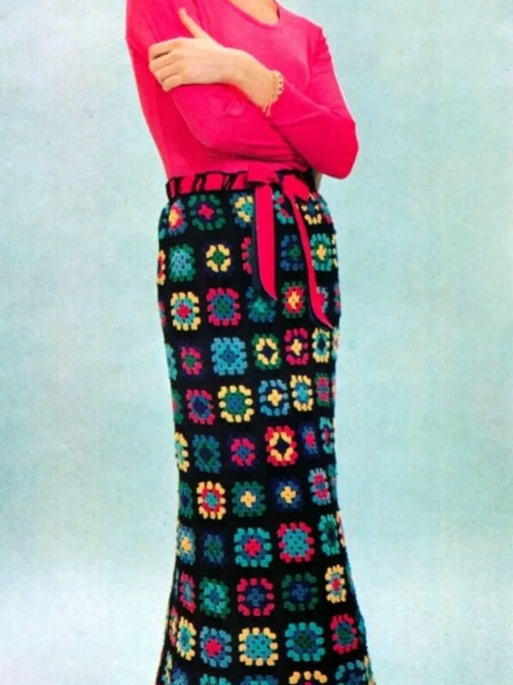 Crochet Skirt pattern, long crochet skirt, crochet patterns, granny squares skirt