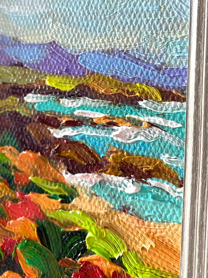 Seascape Oil Painting Original Sea Landscape Painting Impasto Small Artwork Ocean Coastal Wall Art