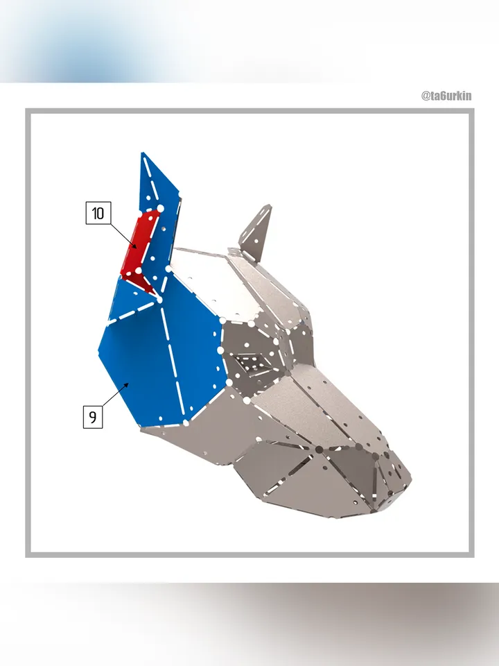 Sheet Metal Riveting Doberman Head Project (DXF, PDF)
