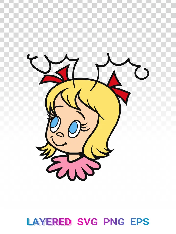 Cindy Lou Who SVG, Christmas PNG Clipart, Grinch Layered Cricut