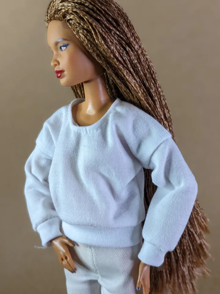 White long-sleeve shirt for 1/6 scale fashion female dolls