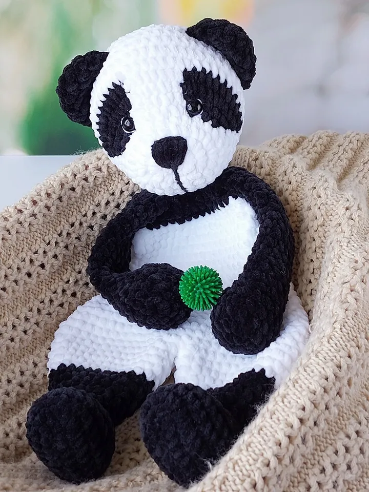 Pattern Crochet Animal Panda, Baby Panda Comforter, Crochet Snuggler Toys, Amigurumi Lovey, PDF Tutorial in English.