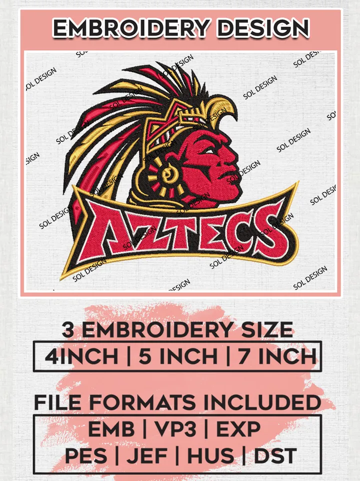 NCAA Aztecs Team Mascot Logo embroidery designs, NCAA San Diego State Aztecs Logo Machine embroidery files, NCAA Team Logo embroidery designs, NCAA Game Day Machine embroidery designs, Digital Download