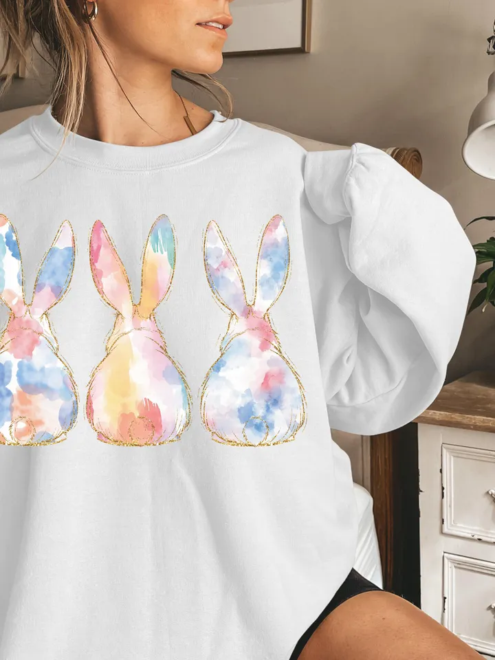 Soft Colors Bunnies PNG | Hand Drawn | Sublimation Design