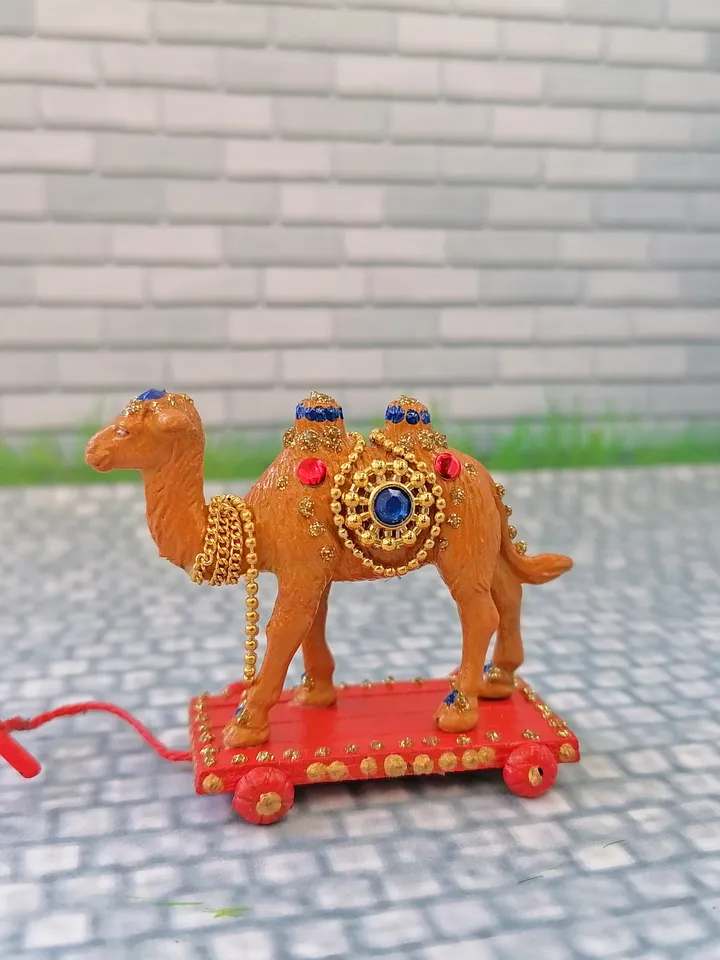 Camel on a cart.Dollhouse miniature.Doll toy.Puppet miniature. 1:12 scale.