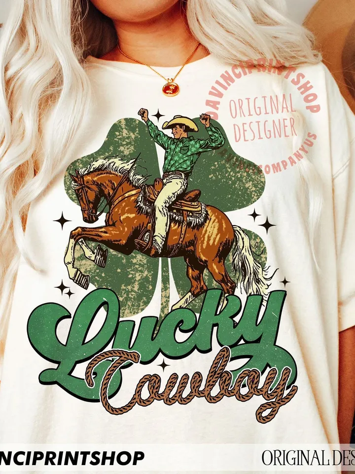 Western St Patrick’s Day png, Cowgirl Western png, Lucky Shamrock png, St Patrick’s png, Western png, Lucky Western png, Lucky png design