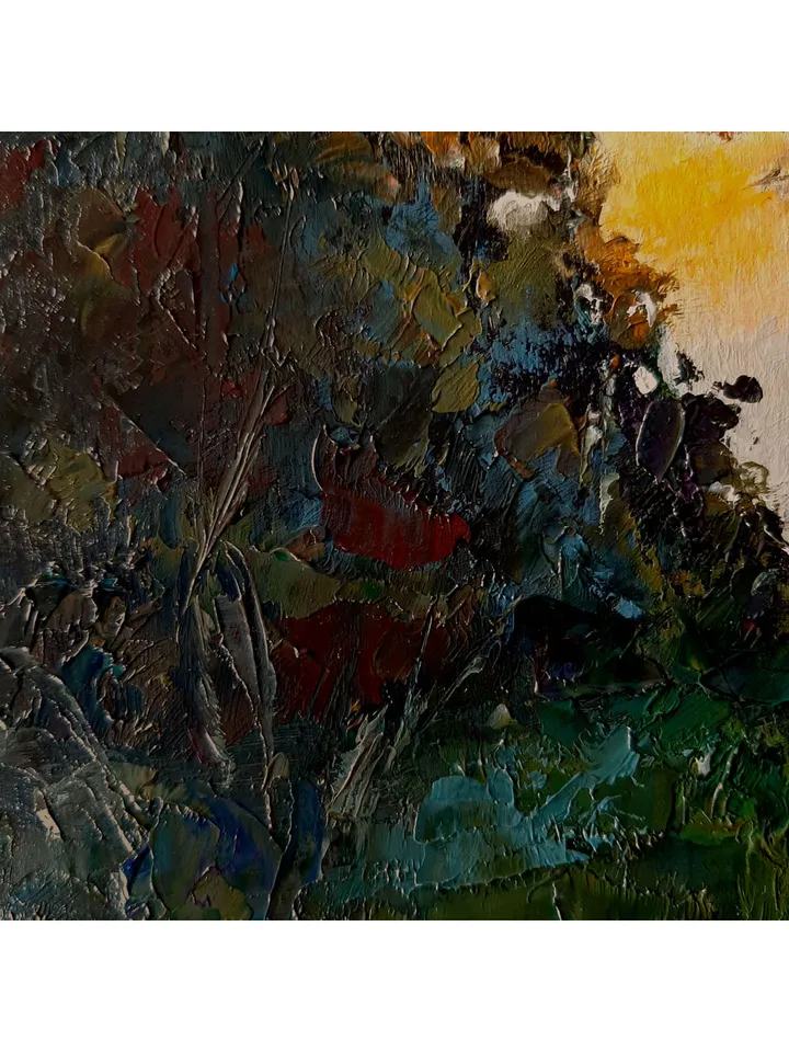 Tree painting 12x8,5” ORIGINAL ART Sunset Artwork Evening Landscape Impressionist hand painted by artist Marina Chuchko