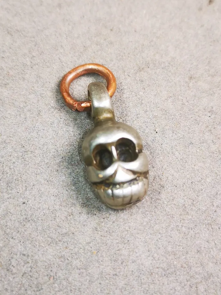 Gandhanra Handmade Tibetan Mala Pendant,Skull Citipati Amulet for Prayer Beads,Bag Hanging,0.8" × 0.3"