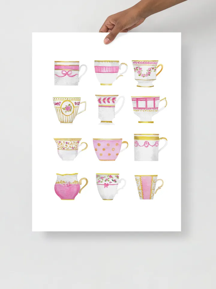 Tea cups, Kitchen Art, Wall Art, Kitchen Wall Decor, Vintage Tea Cup, Gift For Tea Lovers, Tea Party Decor ,Watercolor Art Print Tea Poster