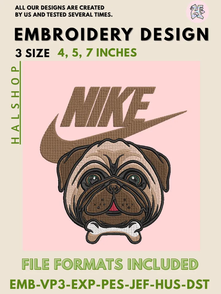 Nike Bulldog Machine Embroidery Design – Strong Dog Mascot Digital Embroidery File 🐶