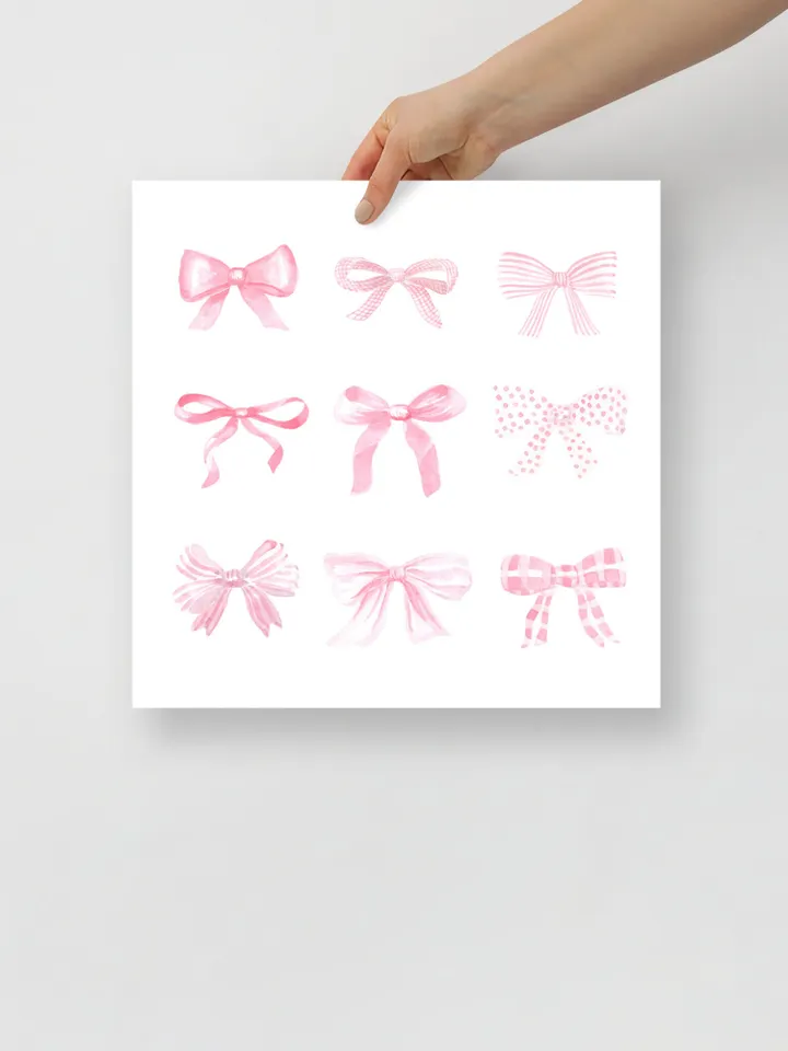 Pink Bow Watercolor Painting, Light Soft Pastel, Baby Girl Print, Little Girl Nursery, Baby Bow Art, Pink Bow Print, Baby Girl Gift Art