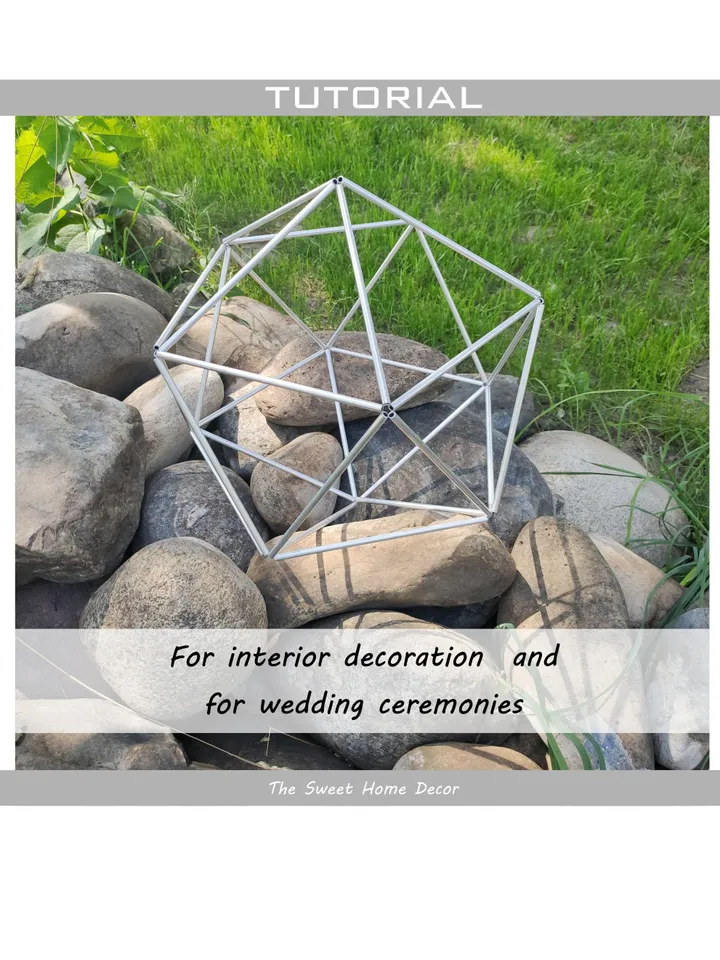 DIY geometric icosahedron Himmeli for wedding centerpieces. Coffe table decor & bridal shower & stellar wedding decor tutorial in pdf.