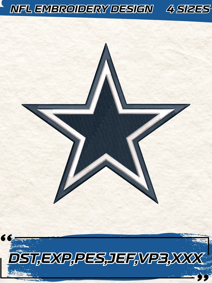 Dallas Cowboys Logos Embroidery Design,NFL Logo Embroidery Design,Machine Embroidery Design File,4 Sizes, Digital Download