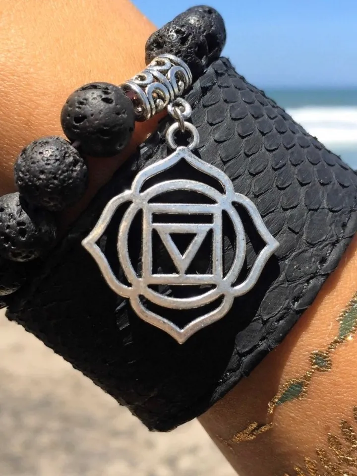 FAST SHIPPING Black genuine Python Skin Bracelet| Grunge Bracelet | Exotic Wide wide Leather Bracelet | Women Jewerly | Snake Skin Bracelet