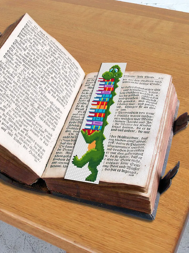 Cute bookmark cross stitch pattern digital PDF Handmade bookmark embroidery beginners Instant download Baby Dinosaur cross stitch #B14