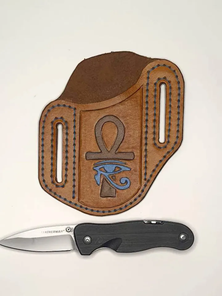 knife sheath, leather knife guard, knife pouch, knife and sheath, custom knife sheath, edc knife,customized handmade, ankh, leather sheath.