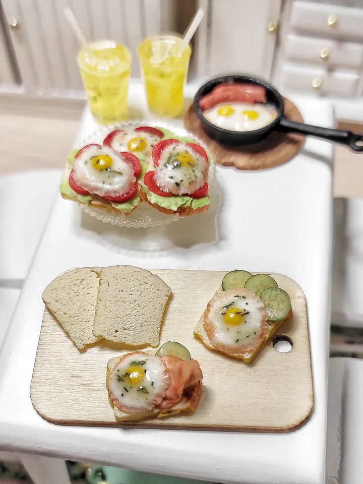 Realistic food, sandwich, 1 12 scale, Breakfast for dolls, miniature, gift, food for dolls, dollhouse food, mini food